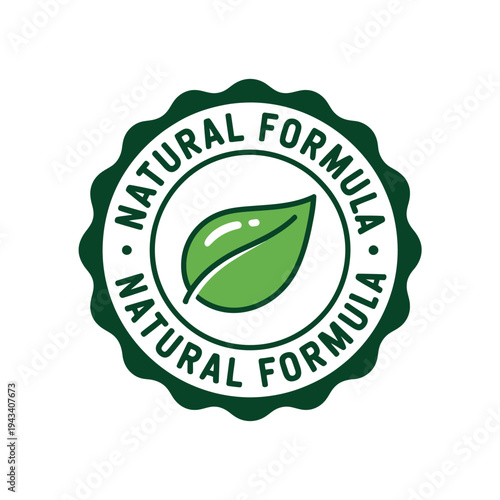 A green and white logo featuring a leaf and the words 'Natural Formula' on a plain background