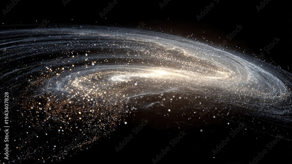 Fototapeta premium Shimmering Spiral Galaxy in Deep Space with Bright Core