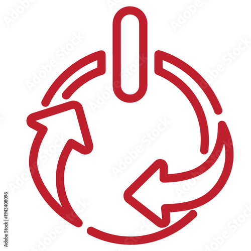red circular arrow icon with pause button in the middle for media control  simple graphic symbol