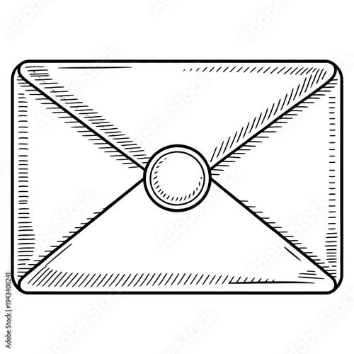 A simple black and white illustration of a sealed envelope