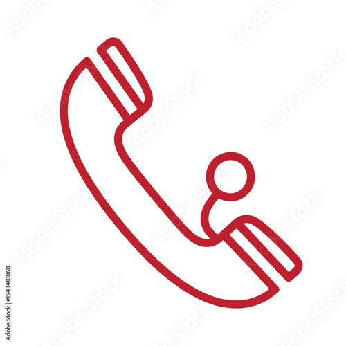 red telephone icon with person inside receiver  communication symbol  call support  customer service