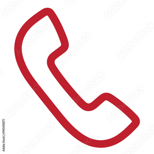 Red telephone receiver icon for communication and contact purposes  simple line art style