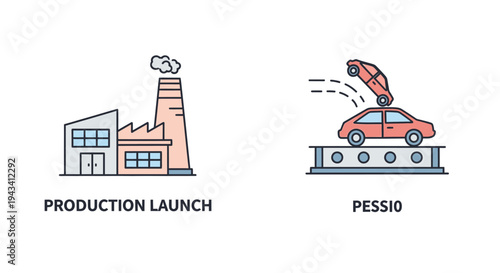 Car Manufacturing Process Illustration Factory Assembly.