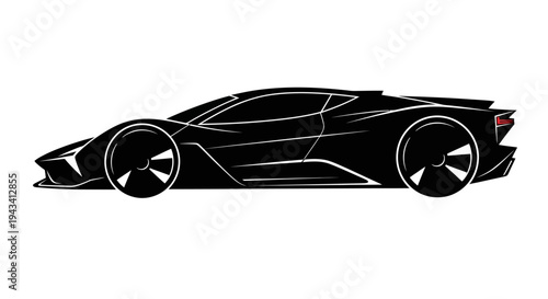 Futuristic Sports Car Side View Illustration.