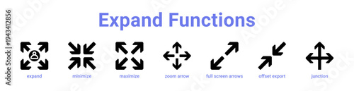 Expand Functions Icon Banner blue color