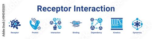 Receptor Interaction Icon Banner blue color