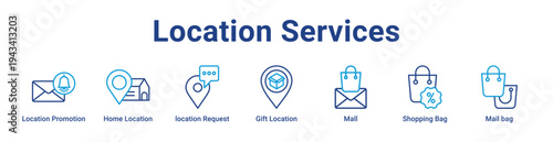 Location Services Icon Banner blue color
