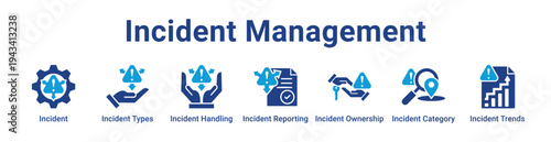 Incident Management Icon Banner blue color