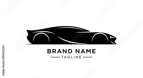 Sleek Sports Car Silhouette Logo Emblem For Branding.