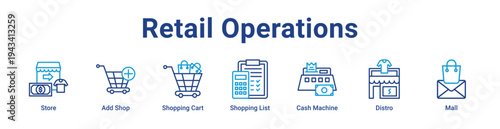 Retail Operations Icon Banner blue color