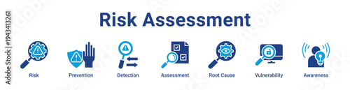 Risk Assessment Icon Banner blue color