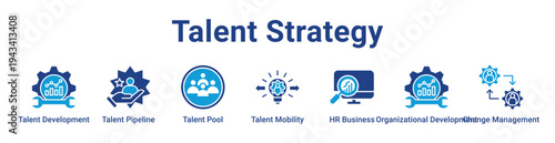 Talent Strategy Icon Banner blue color