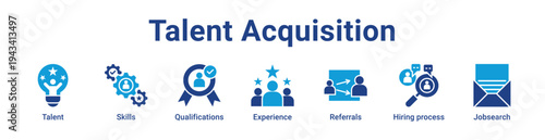 Talent Acquisition Icon Banner blue color
