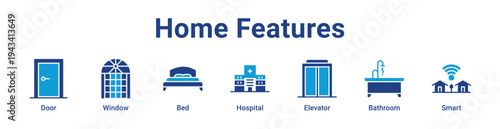 -Home Features Icon Banner blue color