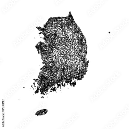 Sketch South Korea outline map design