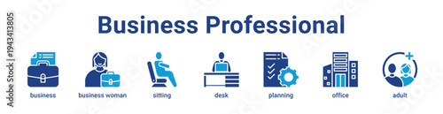 -Business Professional Icon Banner blue color