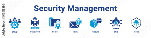 -Security Management Icon Banner blue color