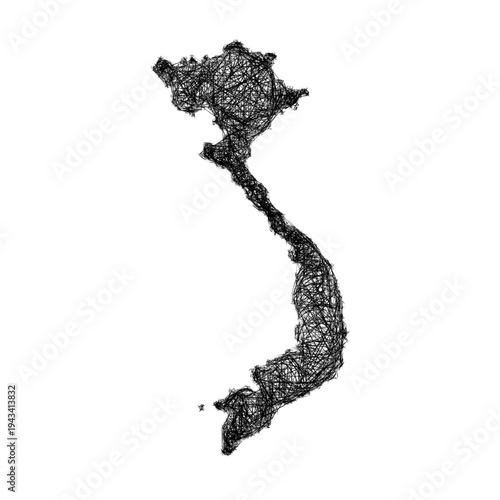 Sketch Vietnam outline map design