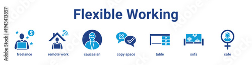 -Flexible Working Icon Banner blue color