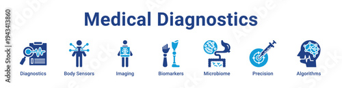 -Medical Diagnostics Icon Banner blue color
