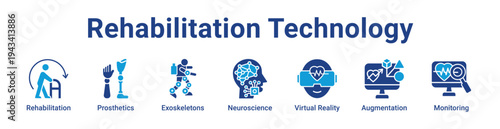 -Rehabilitation Technology Icon Banner blue color