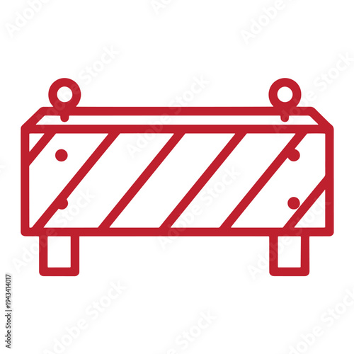 red road block sign with diagonal stripes and circular holes on top isolated on white background
