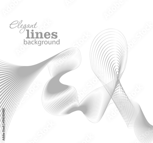 A simple design with graceful curves in soft, light grey tones on a white background, creating a sense of movement and calm. Hand drawn. Not AI, vector illustration.