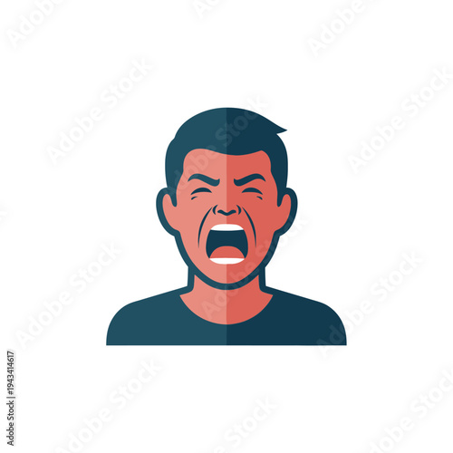 Man screaming in anger, frustration, or pain with eyes closed and mouth wide open.