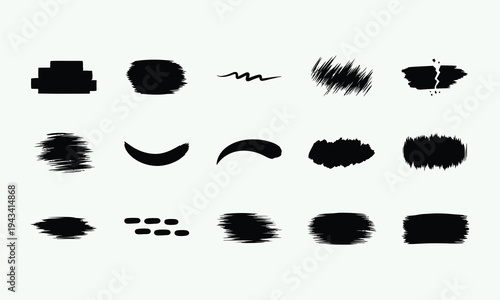 Collection of various black brush strokes and shapes