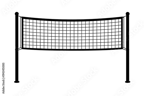 Volleyball Net Silhouette Vector Illustration: Perfect Black & White Graphic for Sports Websites, Apps, Marketing, Team Branding, Athletic Events, Fitness Promotions, and Recreation; Features Clean Li