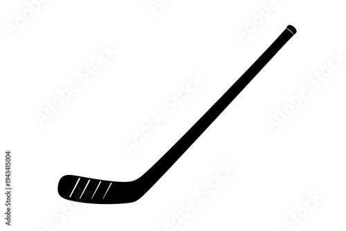 Classic black hockey stick silhouette vector graphic icon on clean white background, perfect for sports equipment, winter games, ice hockey, field hockey, team sports, championship designs, athletic b
