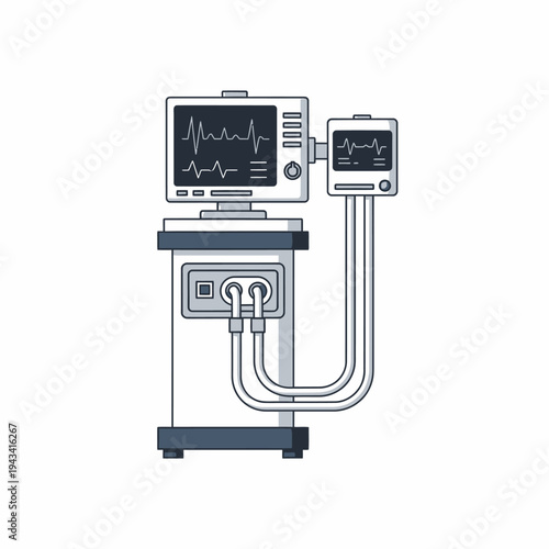 Medical Ventilator Machine with ECG Monitor for Patient Care and Life Support
