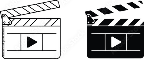 Two classic film clapperboards with distinct design styles side by side Vector