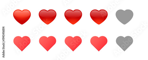 Heart Rating Bar Vector – Five-Level Love Score Indicator. Vector illustration.	
