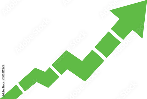 A green upward-trending graph illustrating growth and positive progress over time Vector