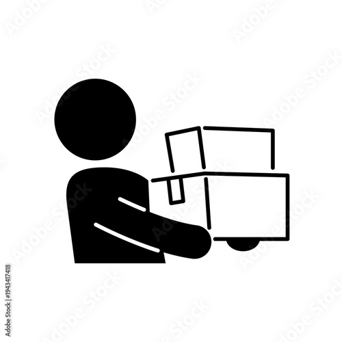 荷物のダンボール箱を運んでいる人のアイコン