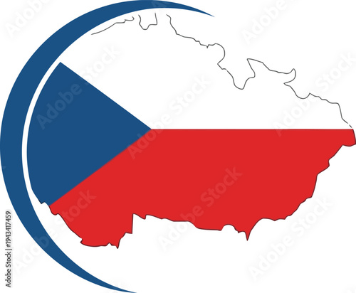 Czech republic flag incorporated into a circular globe design Vector