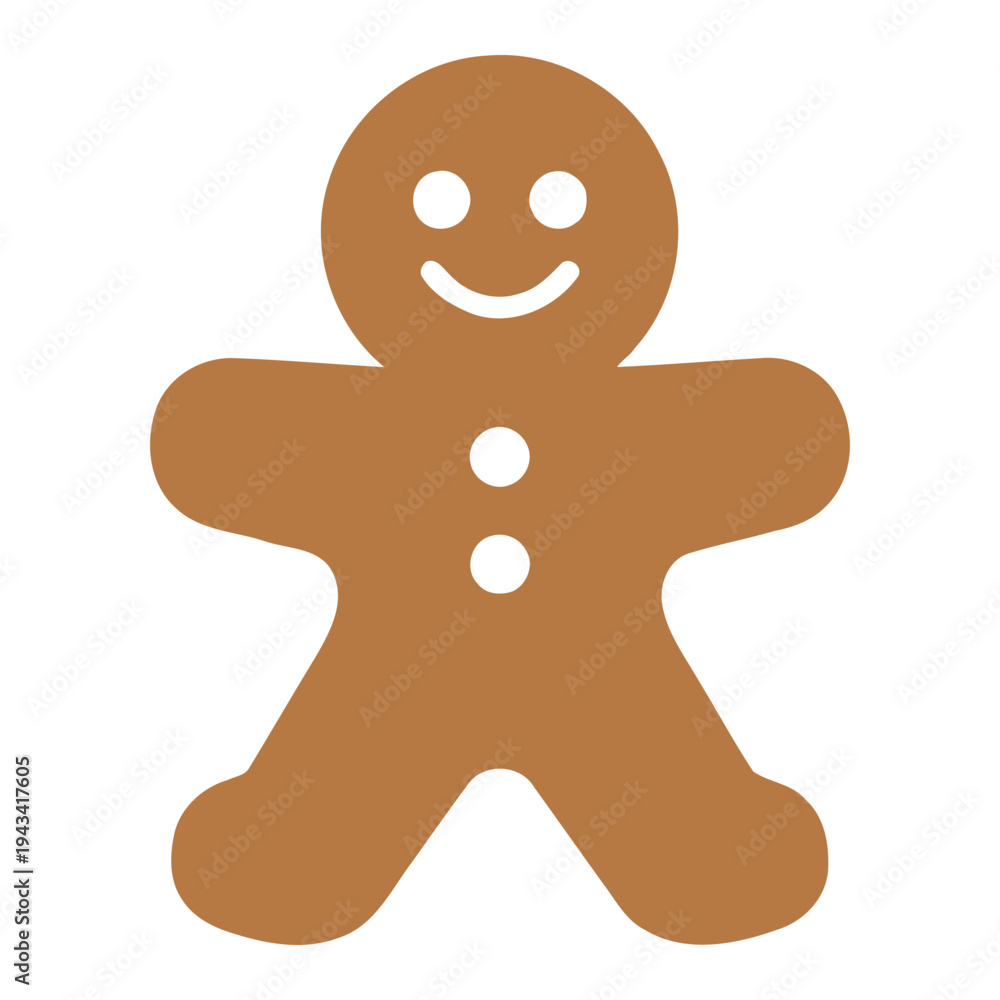 Obraz premium Gingerbread man cookie, simple flat design, festive holiday treat, vector illustration