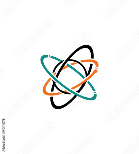 Abstract interlocking orbital rings graphic on black background