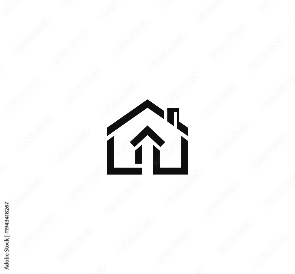 Obraz premium House icon outline symbol against black background