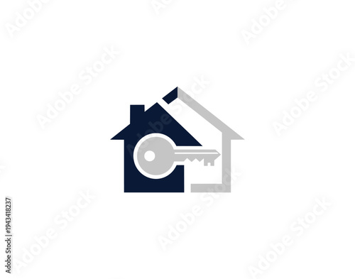 House and key icon for real estate and property concepts
