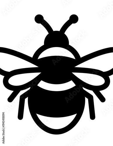 Black silhouette of a bee insect.