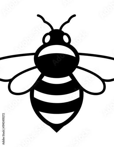 Black and white illustration of a bee.