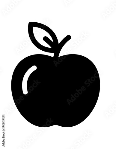 Black silhouette of a fresh apple.