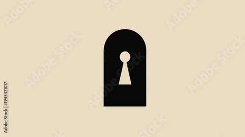A stark black keyhole design against a cream backdrop, simple yet evocative of security