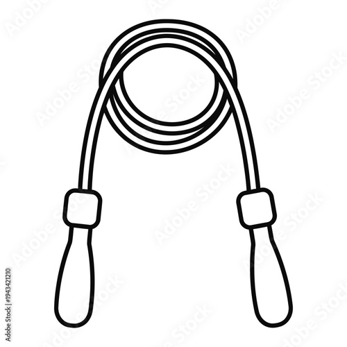 Simple line art illustration of a jump rope, symbolizing exercise and fitness activities.