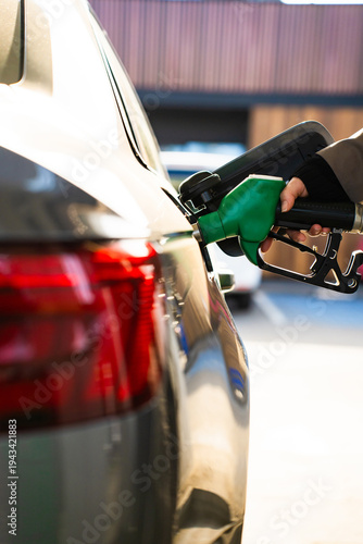 Bilde på lerret Gas station fuel pump refilling car with gasoline