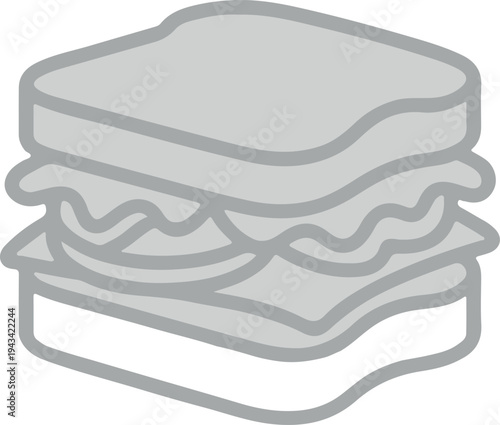 A simple line drawing of a sandwich with three layers on a white background