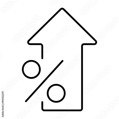 Interest rate growth. Money multiplication, successful investment. Percent sign, arrow up. Vector geometric illustration.