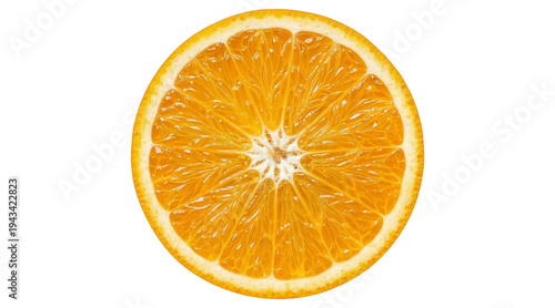 Fotografie A vibrant and juicy slice of orange, showcasing its refreshing texture and brigh